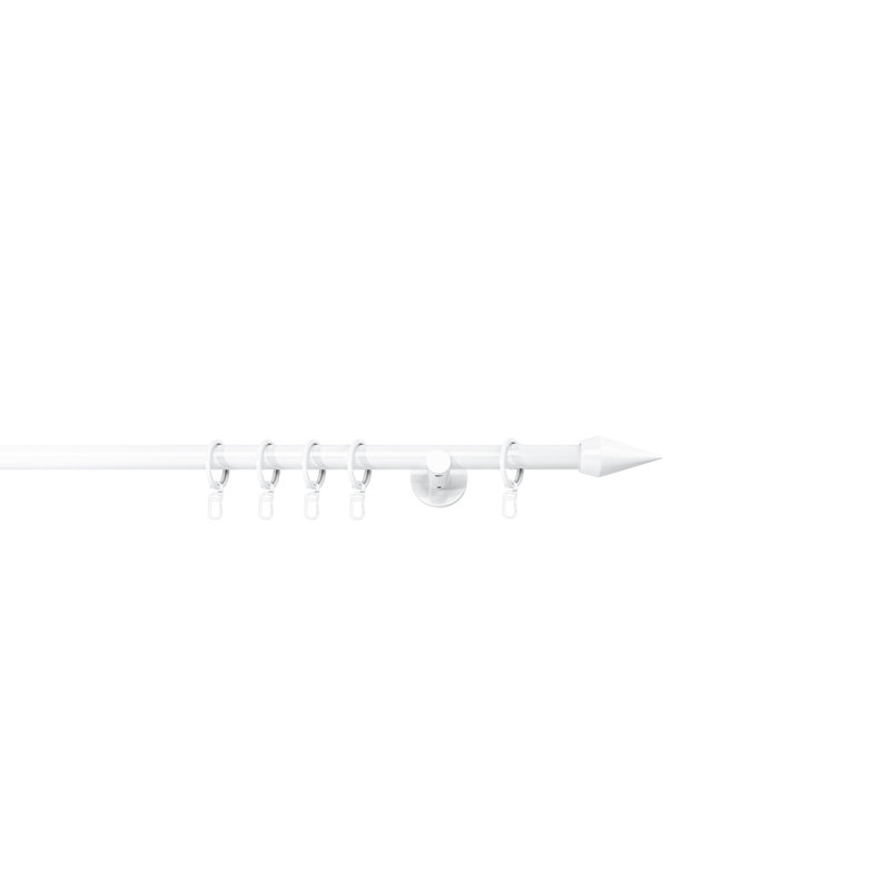 Single Curtain Pole, White, 2cm H x 370cm W x 6.5cm D