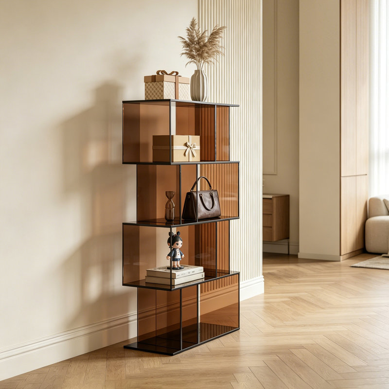 Minimalist multi-layer acrylic bookcase, 47.24" H x 19.69" W x 11.81" D