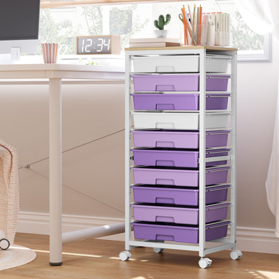 Rolling Cart with Drawers,10 Drawer Rolling Cart,Storage Cart with Wheels,Utility Cart with Drawers,Craft Cart with Wheels and Tabletop