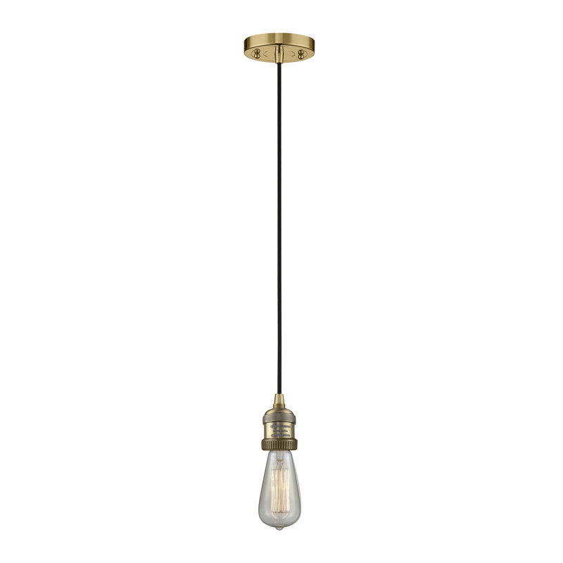 Luminaire suspendu à 1 lumière Plourde, Laiton brossé, Ampoule non incluse
