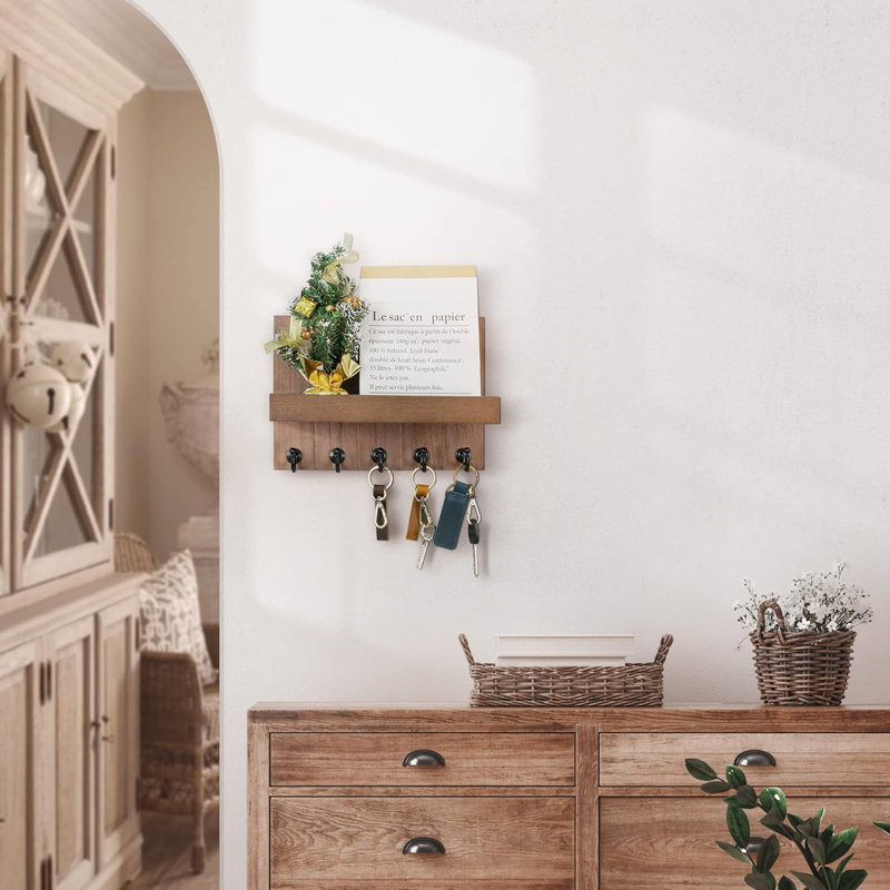 Rangement mural pour clés et courrier Vyrl, Brun rétro