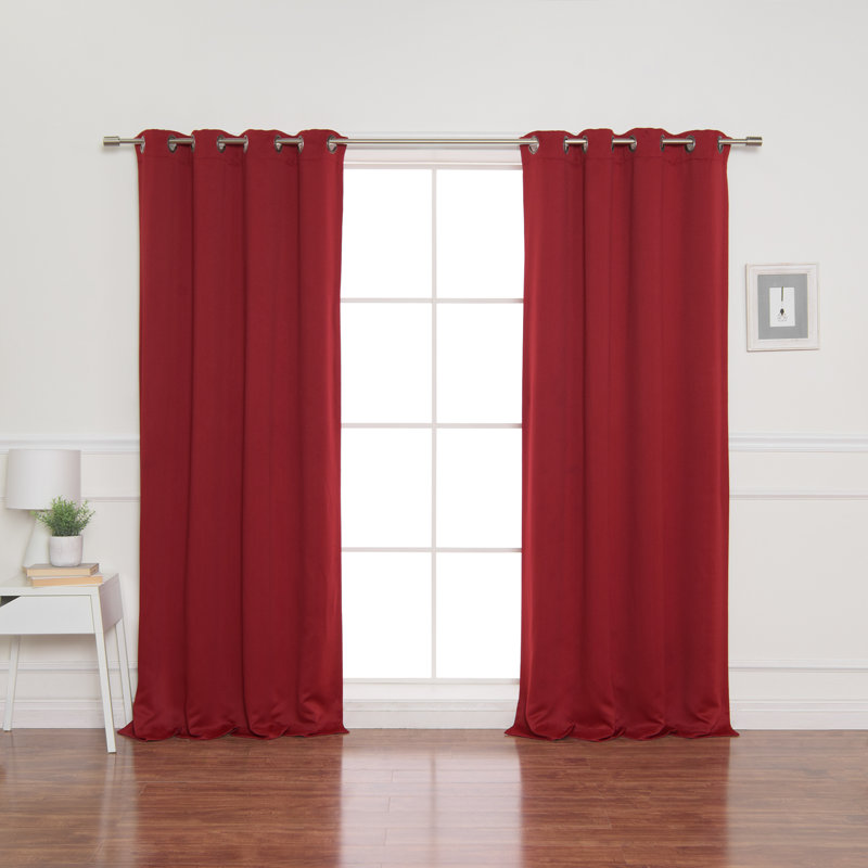 Adina Sevan Solid Thermal Grommet Curtain Panels, 52"W x 72"L, Cardinal Red