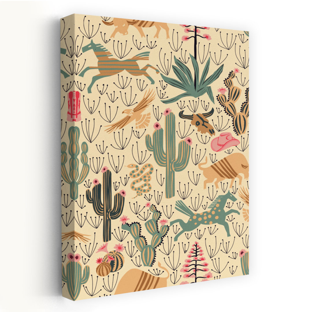 Contemporary Art Modern Retro Rustic Cactus Succulent Landscape Wildlife Wall Art
