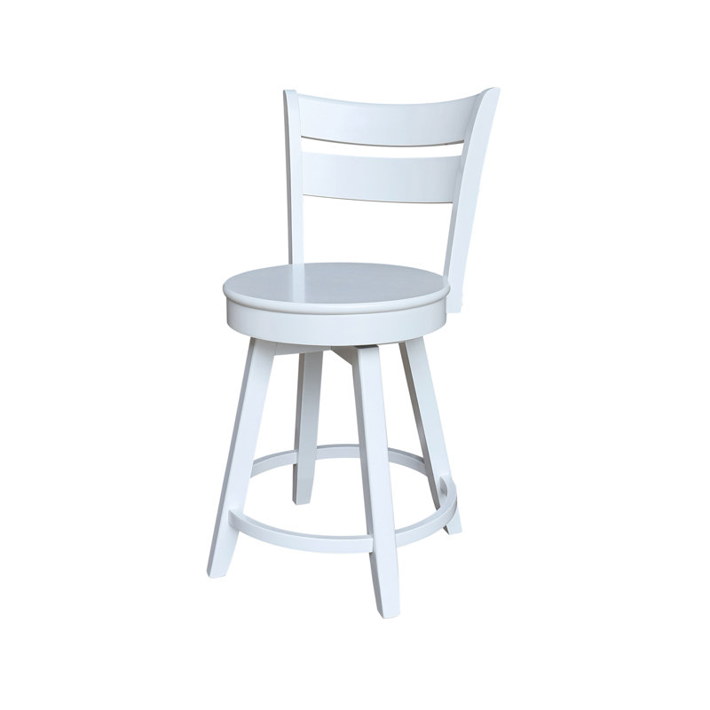 Swivel Solid Wood Counter Stool, White