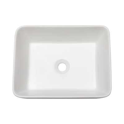 19"L x 15"W White Ceramic Rectangular Bathroom Vessel Sink Drop-in Vanity Sink