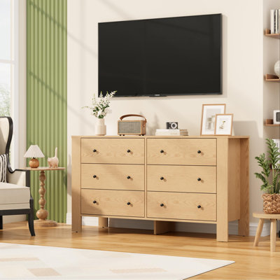 Commode 6 tiroirs pour chambre à coucher, commode double moderne avec tiroirs de rangement