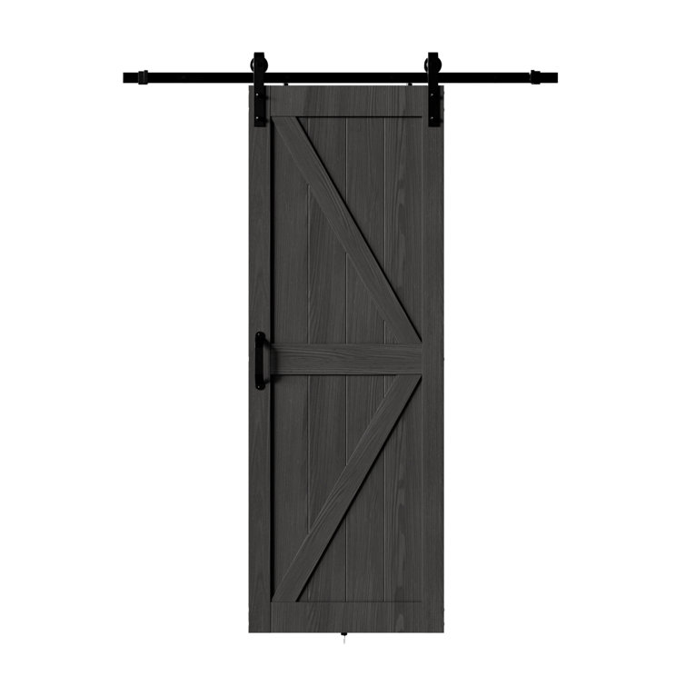 Paneled Manufactured Wood K-Plank Barn Door with Installation Hardware Kit