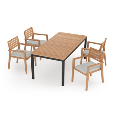 Outdoor Furniture Rhodes 5 Piece Dining Set with 72 in. Table
