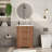 24" Modern Farmhouse Bathroom Vanity with Ceramic Sink, Freestanding Vanity Cabinet with 2 Drawers & 1 Flip-Down Drawer, Fluted Bathroom Storage Combo Set, Walnut-125499281-125499285