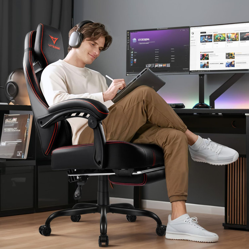 Fauteuil de jeu Inbox Zero pour adultes, Noir / Rouge