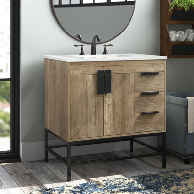 Eugene 32'' Single Bathroom Vanity with Engineered Marble Top