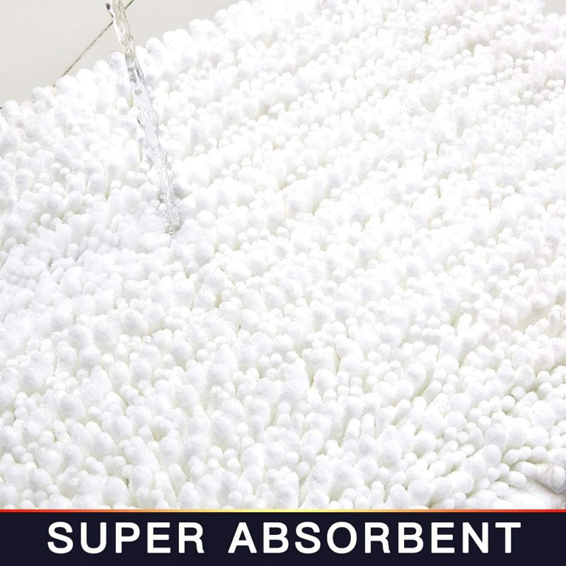 Tapis de bain antidérapant pour salle de bain (blanc 24 x 17 po)