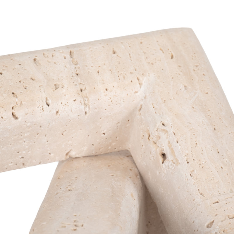 Decorative Travertine Square Interlocking Links for Home Decor – Modern Decorative Object for Shelf Styling or Living Room Decoration – 16", Ivory