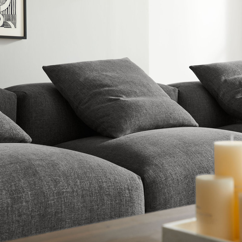 Solace 4-Piece Modular Upholstered Sectional Sofa, Charcoal Fabric