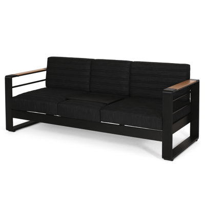 3 Seater With Aluminium Build And Non-absorbent Seat Covers, Black Couch Framework Materials
