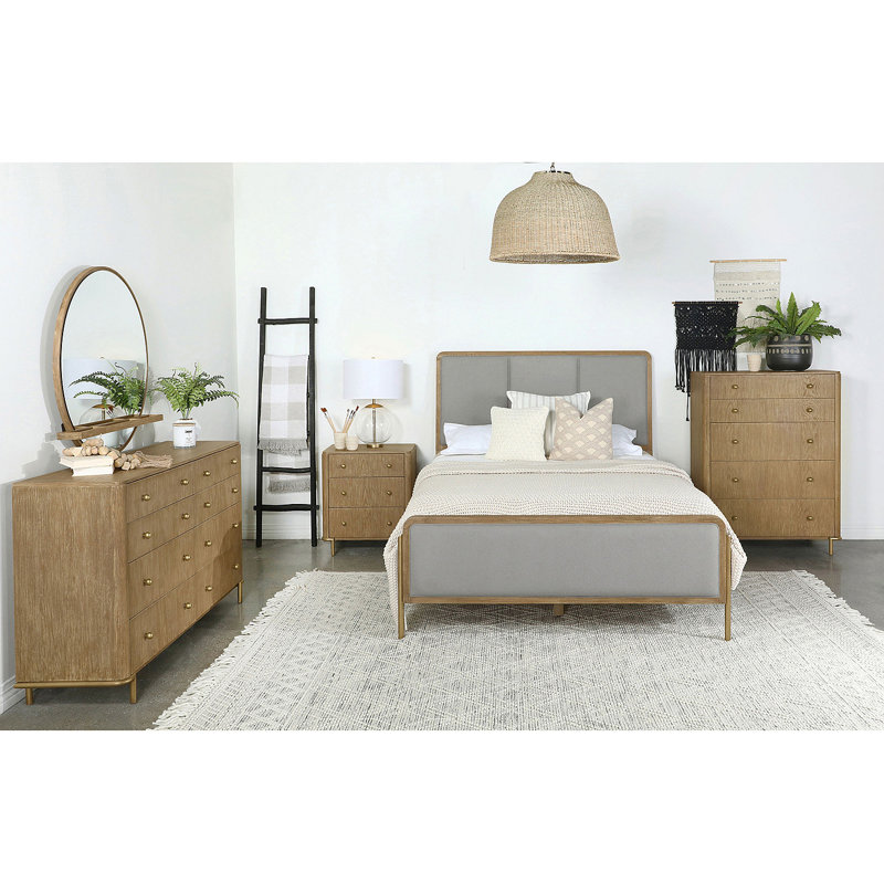 Ensemble de chambre avec grand lit 4 pièces Stevie, Quatre pièces : lit, table de chevet, commode et, Grand