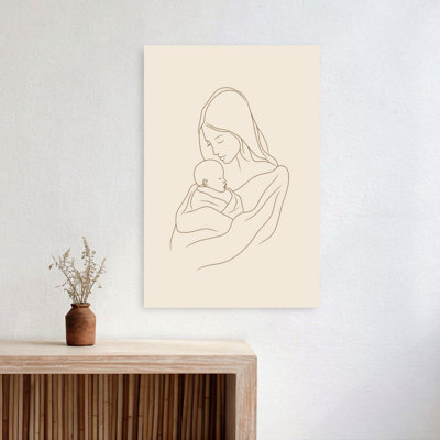 «Mother's Tender Embrace Minimalist Peaceful Serene», reproduction d'art murale