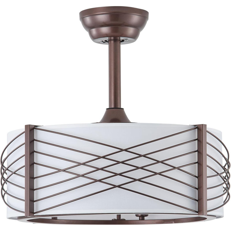 20" Fandelier Ceiling Fans With Lights, Gold Caged Boho Ceiling Fan With Light Remote Control, Mid-Century Modern With 6 Speeds For Bedroom, Nursery, Living Room