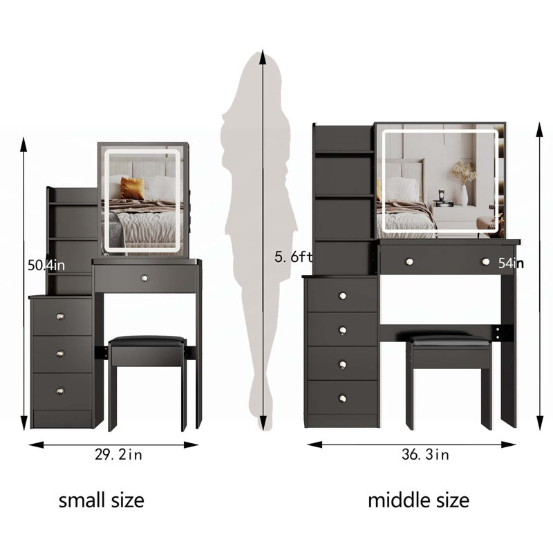 Compact and Versatile Bedside Cabinet with Advanced LED Mirror and Ample Storage