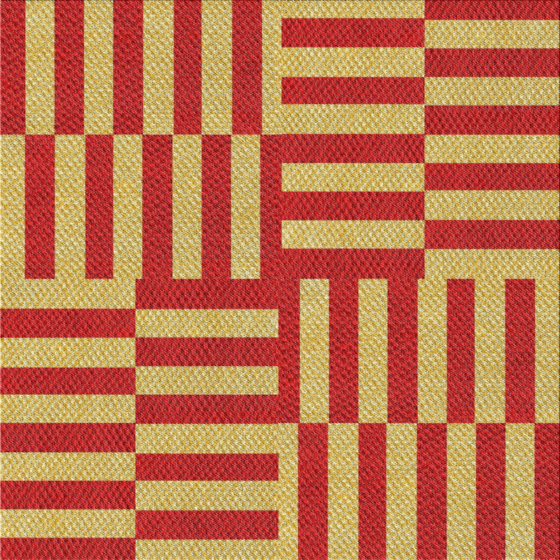 Tapis décoratif rouge à motif géométrique Puleo, Carré 6 pi