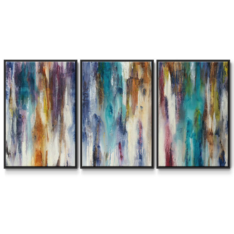 Shape Shifting - Multi Piece Framed Canvas, Black, 36" H x 75" W x 2" D
