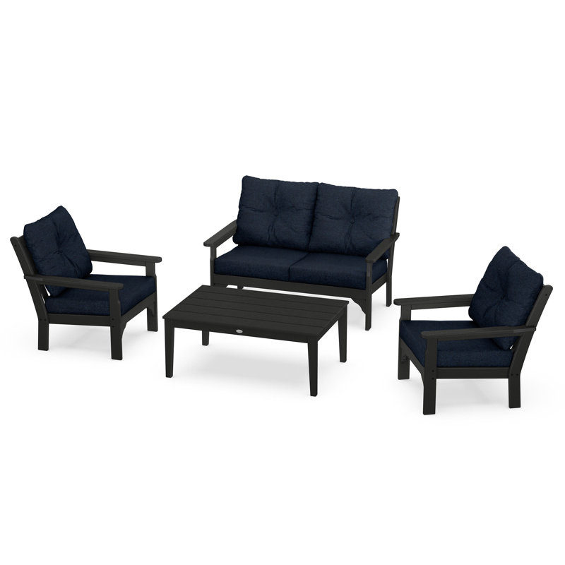 Vineyard 4-Piece Deep Seating Set, Marine Indigo, Black