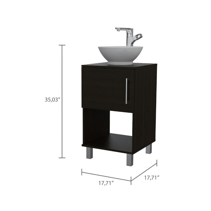 Meuble-lavabo simple à 1 tablette Saybrooke, Noir
