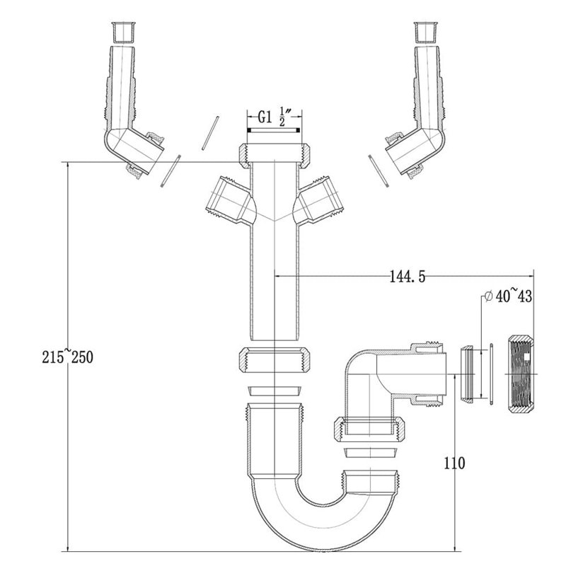RAK Rangemaster 1.0 Bowl Waste & Plumbing Kit No Overflow 7DCA18F3592D45CC8B8618141D6B863B, Chrome