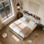 floating bed frame with LED lights and charging station cushion platform bed frame-412884941
