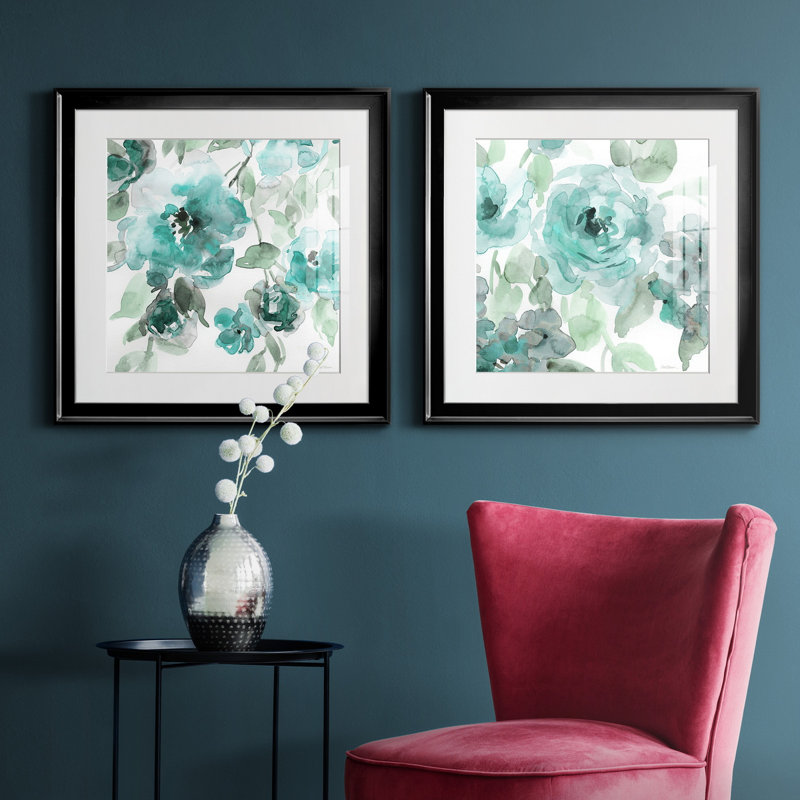 Belle sarcelle I - ensemble de 2 reproductions de cadres photo, H 26,5 po x l 53 po x P 1,5 po, Noir