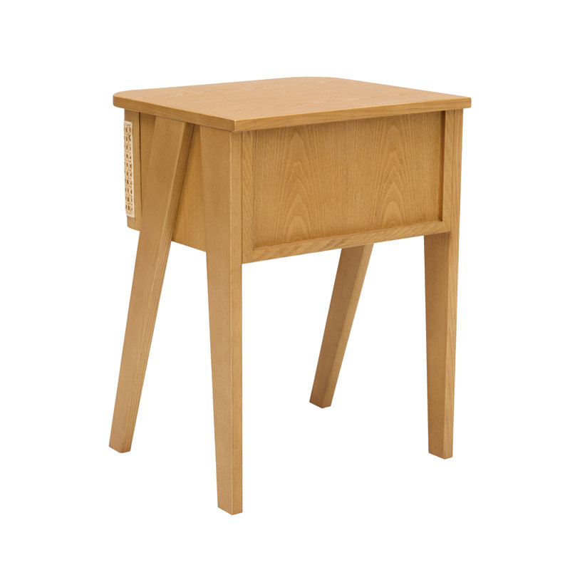45 cm W Solid Wood Bedside Table, Natural