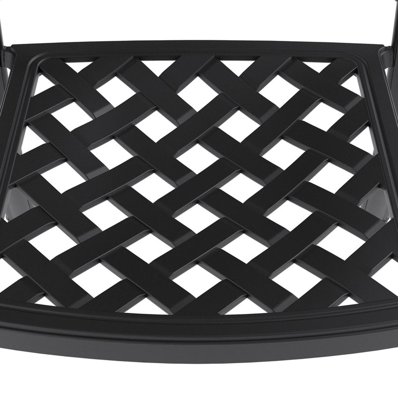 Ensemble de 7 pièces de mobilier de patio en aluminium coulé avec cadre noir et coussins de siège rouges, 6