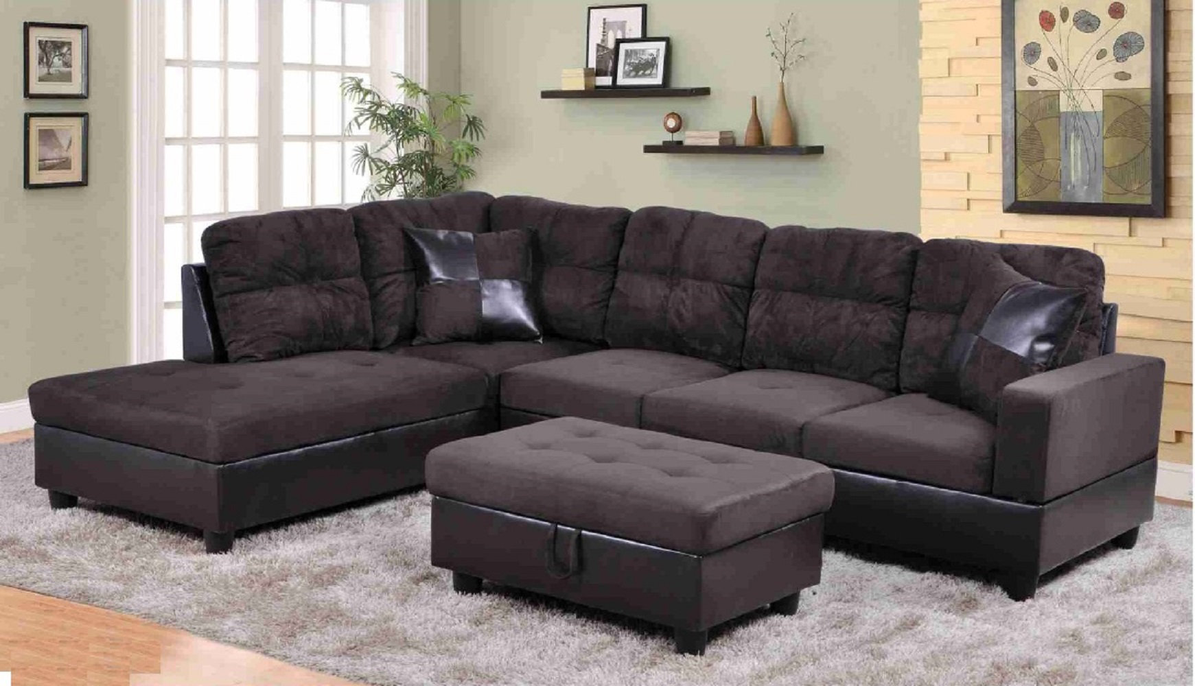 Sectional sofa with on sale ottoman microfiber