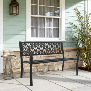 Anacecilia 50" W Metal Slatted Outdoor Bench