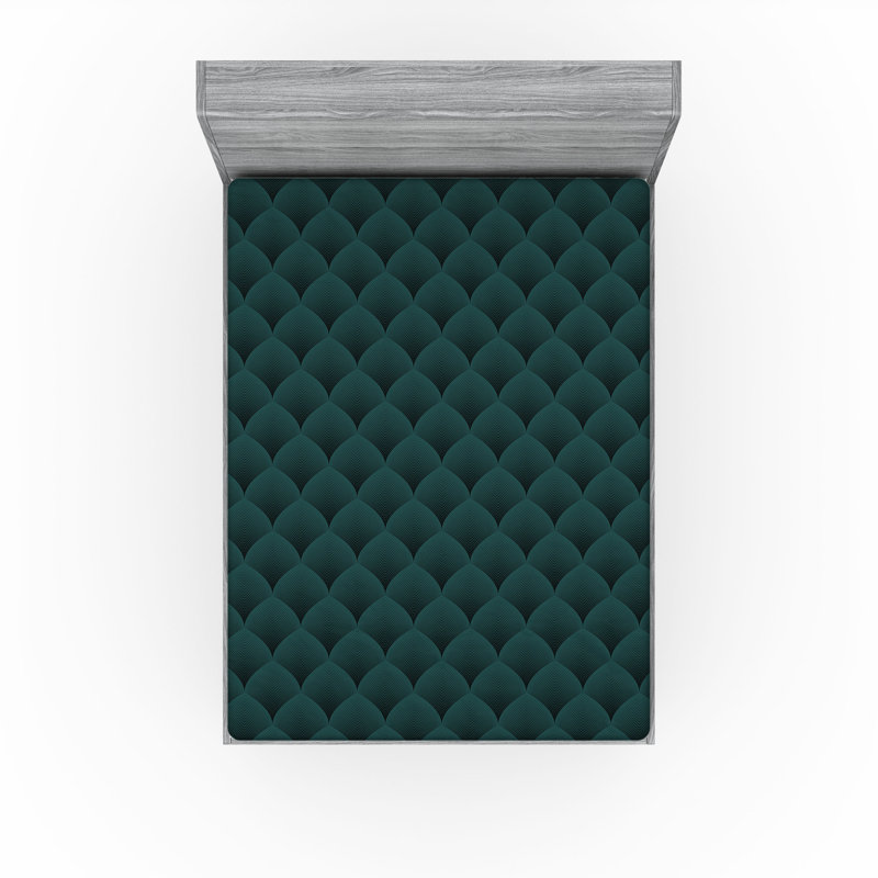Drap-housse Ambesonne Waves à motif marée noir sarcelle et gris anthracite, Drap-housse très grand californien