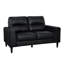 Cuir noir avec coussins en mousse haute densité, structure en bois massif et en contreplaqué, largeur de produit de 34,5 po, mousse de siège profilée, profondeur de siège de 20,5 po, look rétro