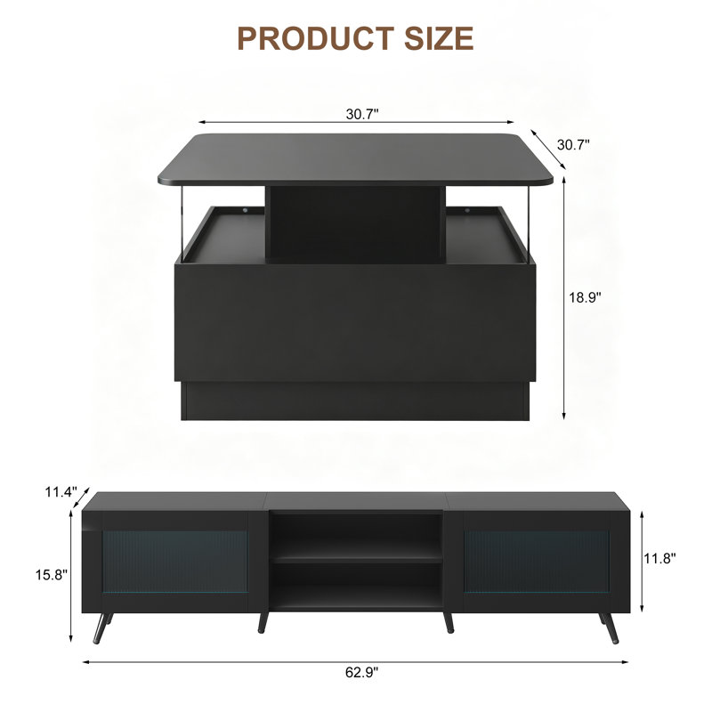 Meuble télé et table basse, Black