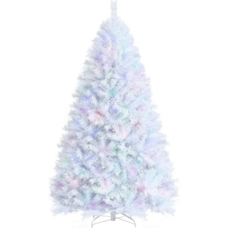 White Christmas Tree with LED Lights, 7.5Ft/9Ft Artificial Xmas Tree with Multi-Colour RGB Lights, for Home, Party, 7.5'