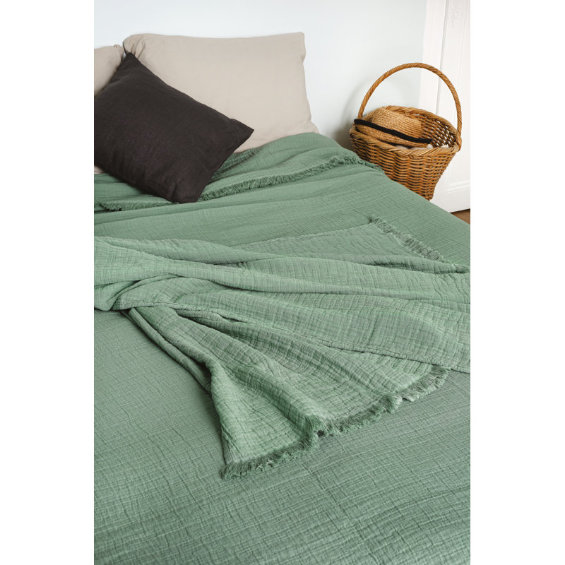 Wimberly Cotton Solid Colour Bedspread, 250 x 270 cm, Olive