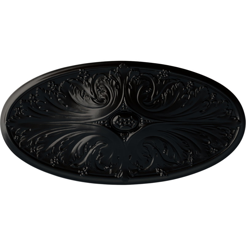 Médaillon de plafond Endurathane Christopher, DE 26 5/8 po x P 2 1/4 po, fini givré peint à la main, Noir de jais