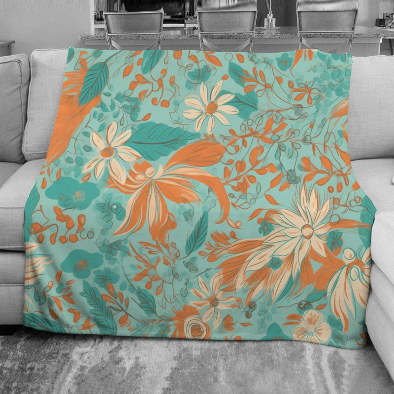  Couverture en molleton Botanical, L 51 po x L 60 po