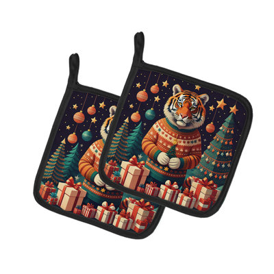 Paire de porte-casseroles Tiger Christmas