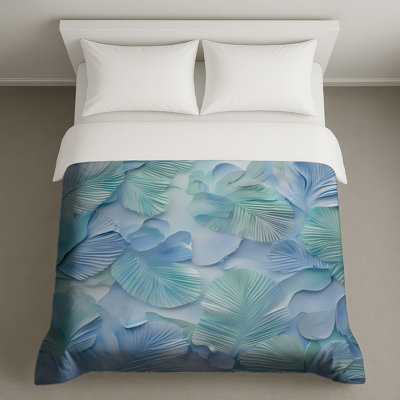 Textured Blue Green Leaves Duvet Covers