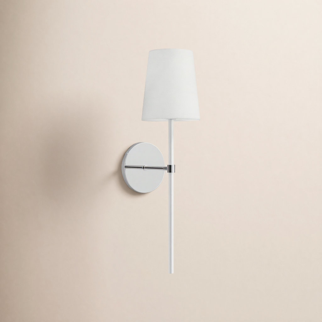 Single Light Dimmable Armed Sconce, Polished Nickel