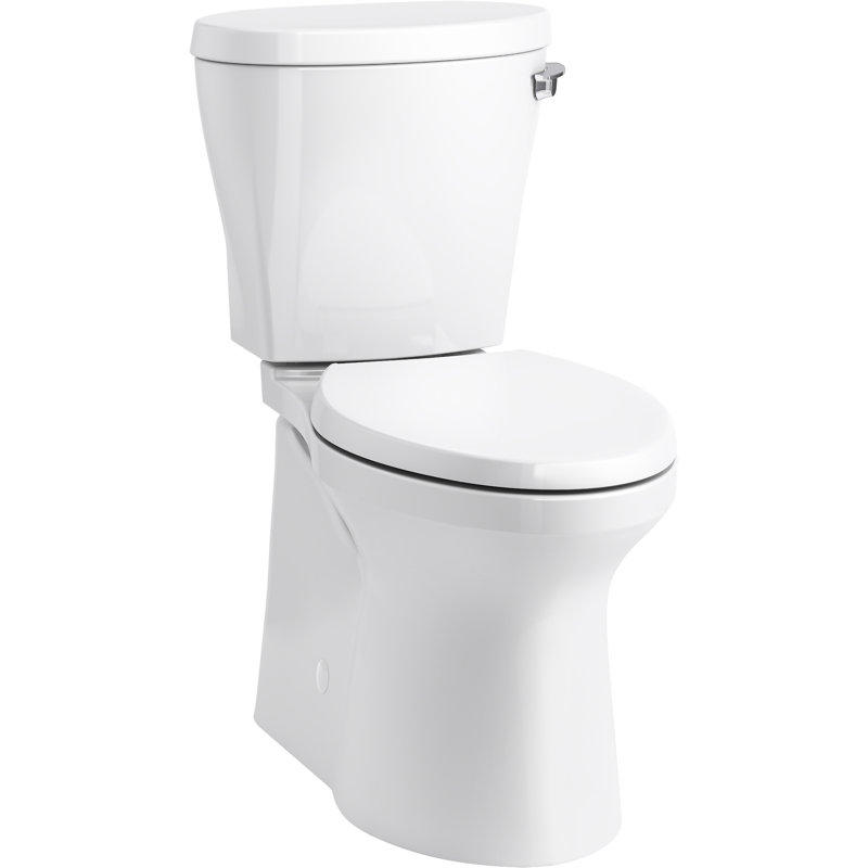 Betello 1.28 GPF (Water Efficient) Elongated Two-Piece Toilet (Seat Not Included), White, Right-Hand