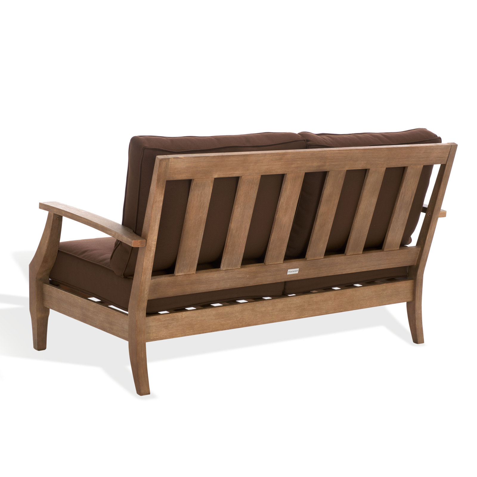 Samya Outdoor Loveseat with Cushions, Natural/Dark Brown