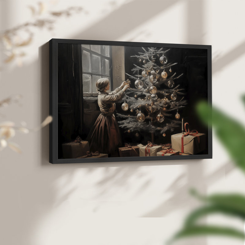 Art de Noël - CMV III - Reproduction encadrée - Restickable, H 11 po x l 14 po, Noir, noir, noir, noir