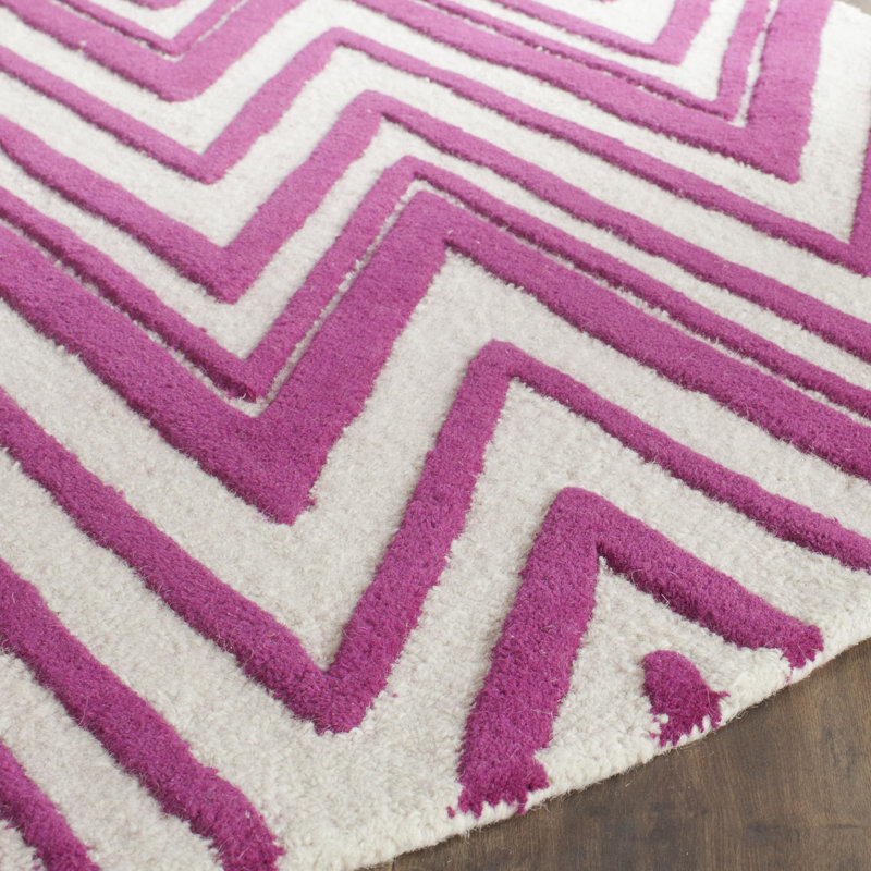 Sanyla Hand Tufted Wool Chevron Rug, Round 6'