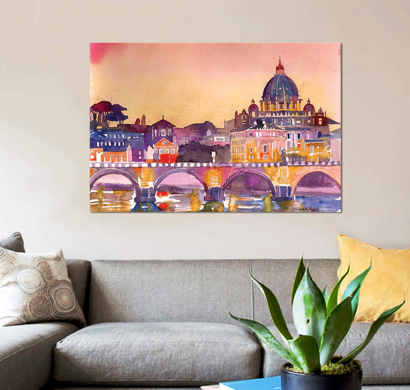 « rome » par maja wronska, impression sur toile, H 8 po x l 12 po x P 0,75 po, Pas de tapis, Toile tendue