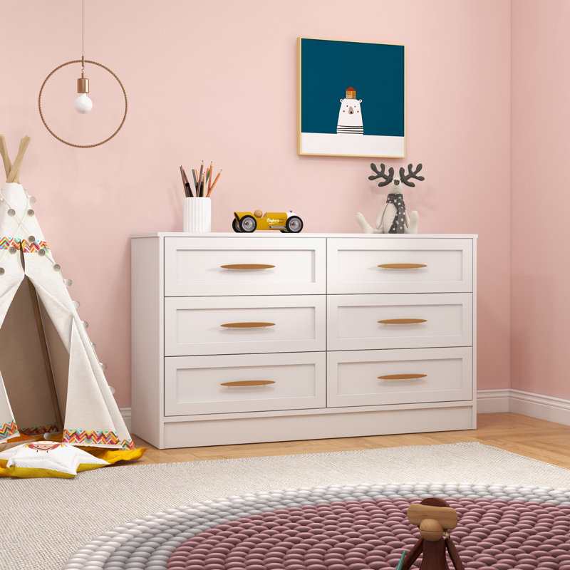 Commode double 6 tiroirs Aylissa, Blanc